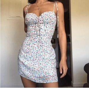 Realisation Par 100% Silk Devon Squiggle Mini Dress White (Medium)